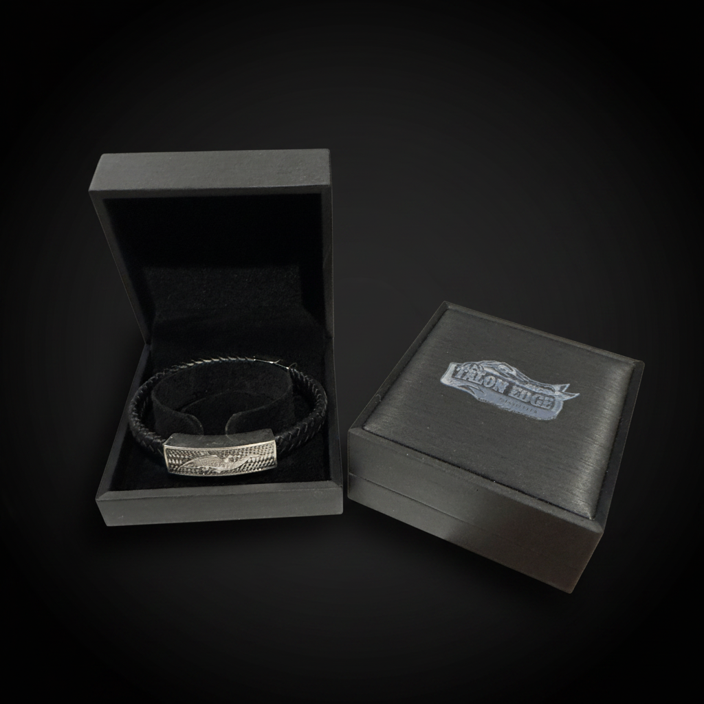 The Apex Bar | Braided Black Leather & Etched Steel