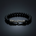 The Apex Flex | Onyx & Sculpted Steel "Tail-Bite" Bracelet