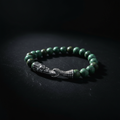The Apex Flex | Moss Jasper & Sculpted Steel "Tail-Bite" Bracelet