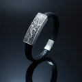 The Apex Bar | Braided Black Leather & Etched Steel
