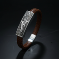 The Apex Bar | Braided Brown Leather & Etched Steel