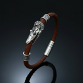 The Apex Guard | Braided Brown Leather & Steel Crocodile Head