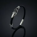 The Apex Guard | Braided Black Leather & Steel Crocodile Head
