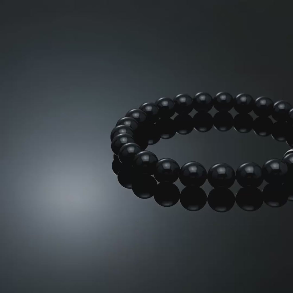 The Apex Flex | Onyx & Sculpted Steel "Tail-Bite" Bracelet